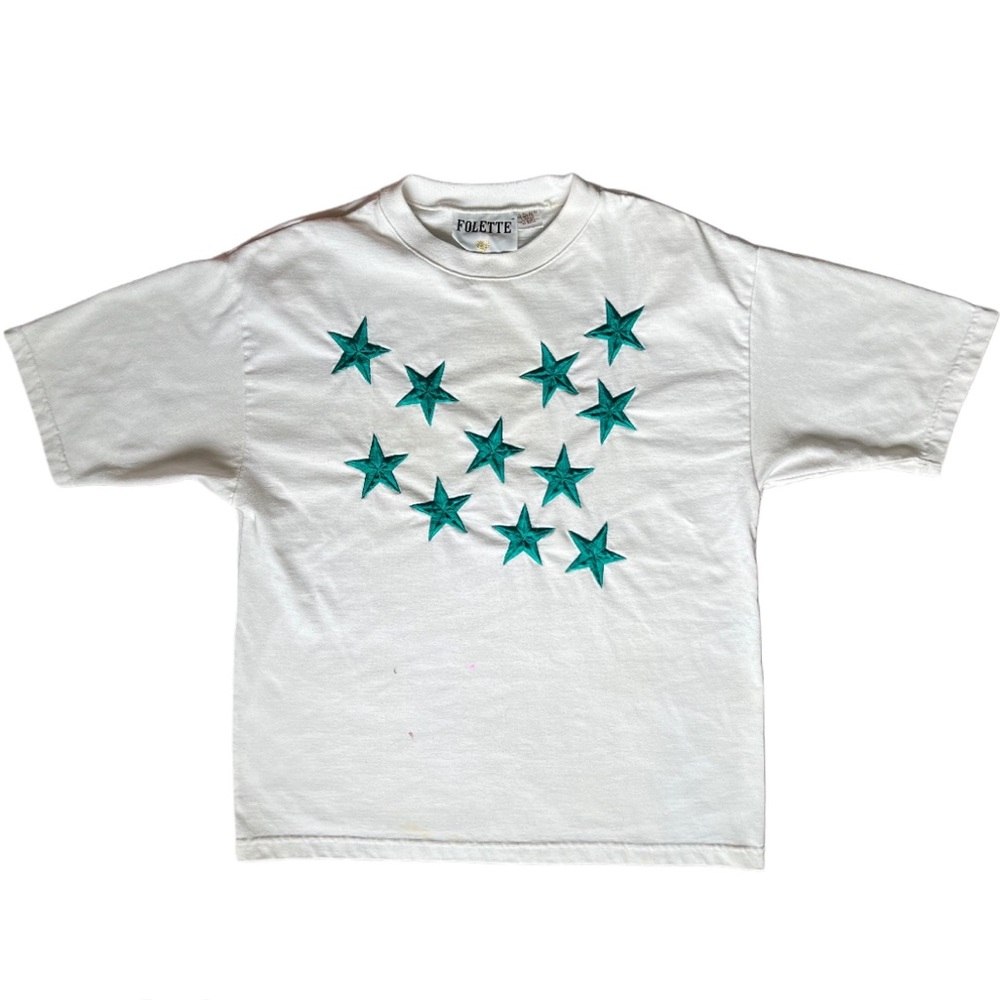 Vintage Teal Star Embroidered Tee